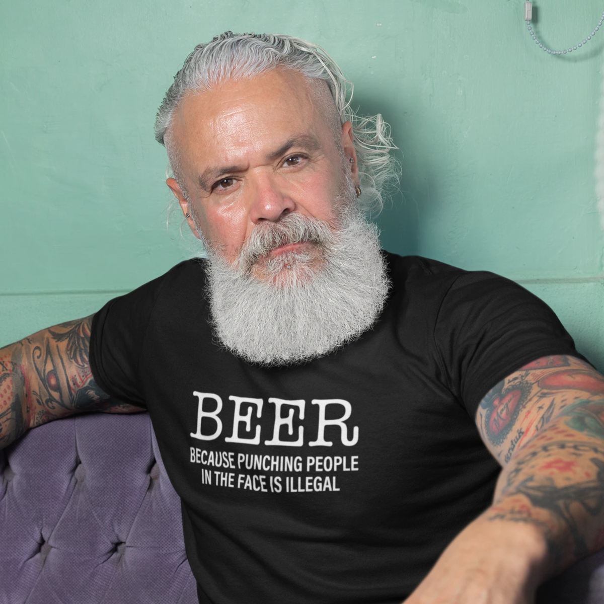 Beer. Because Punching People In The Face Is Illegal Men&#39;s/Unisex T-Shirt