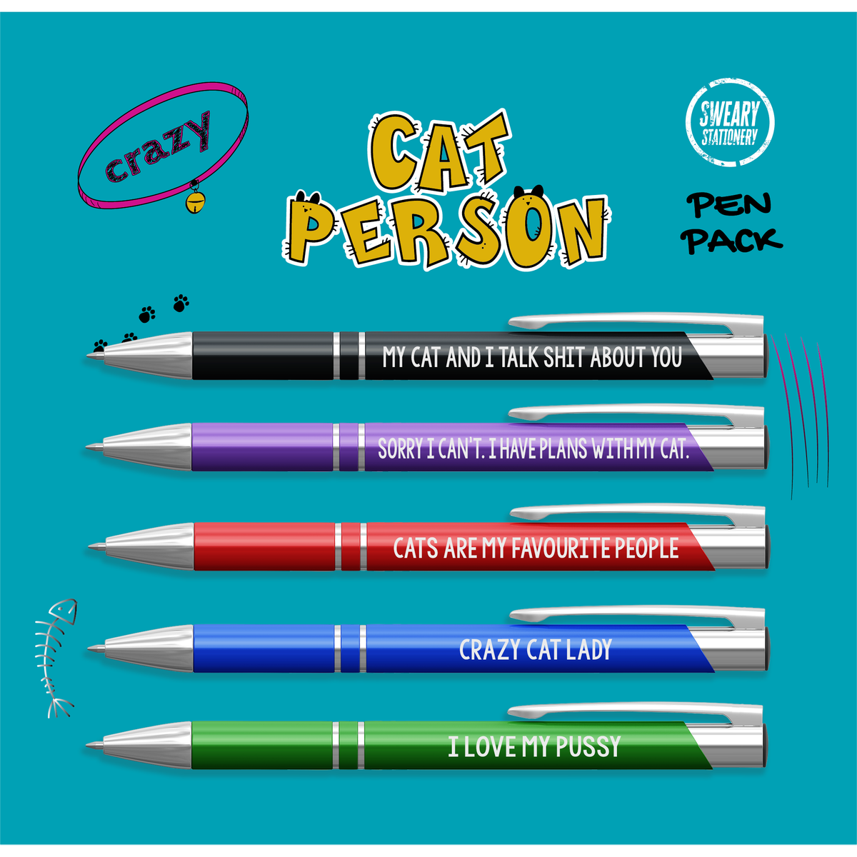 Crazy Cat Person Pen Pack