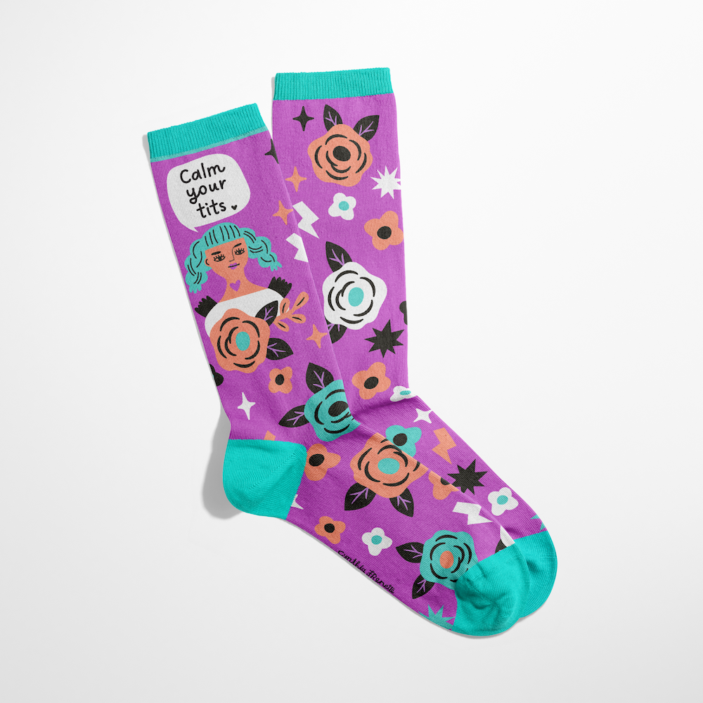 Calm Your Tits Grumpy Angel Socks