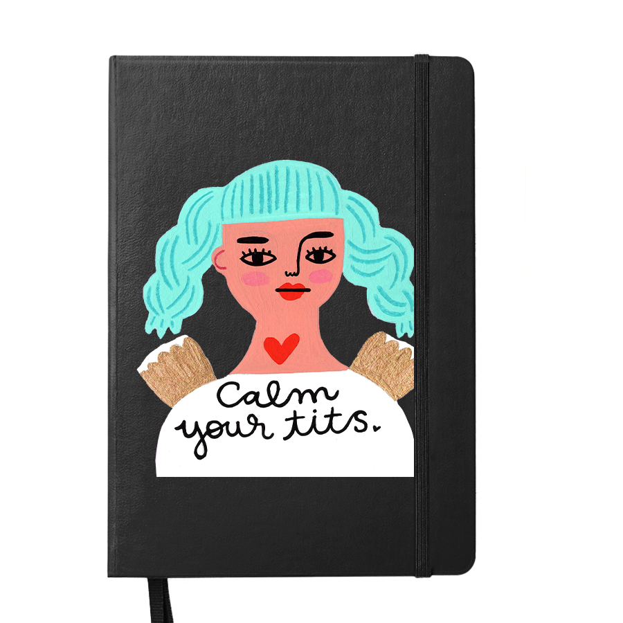 Calm Your Tits Design Black Notebook