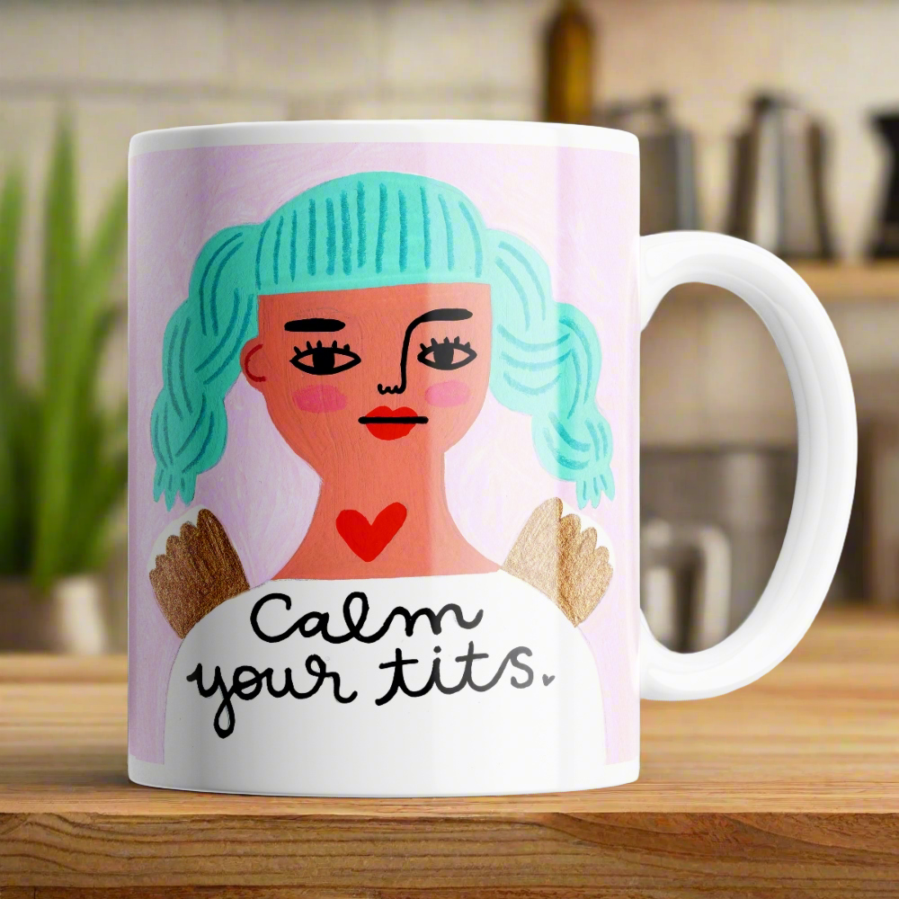 Calm Your Tits Grumpy Angel Mug