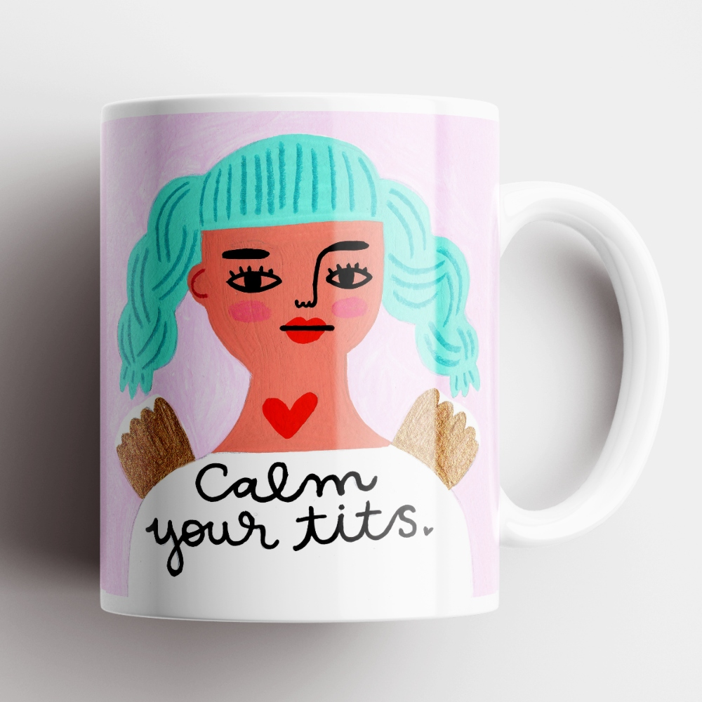 Calm Your Tits Grumpy Angel Mug