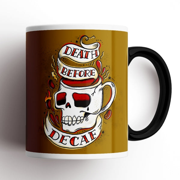 Slightly Fucked Death Before Decaf Skull Mug Far Kew Emporium