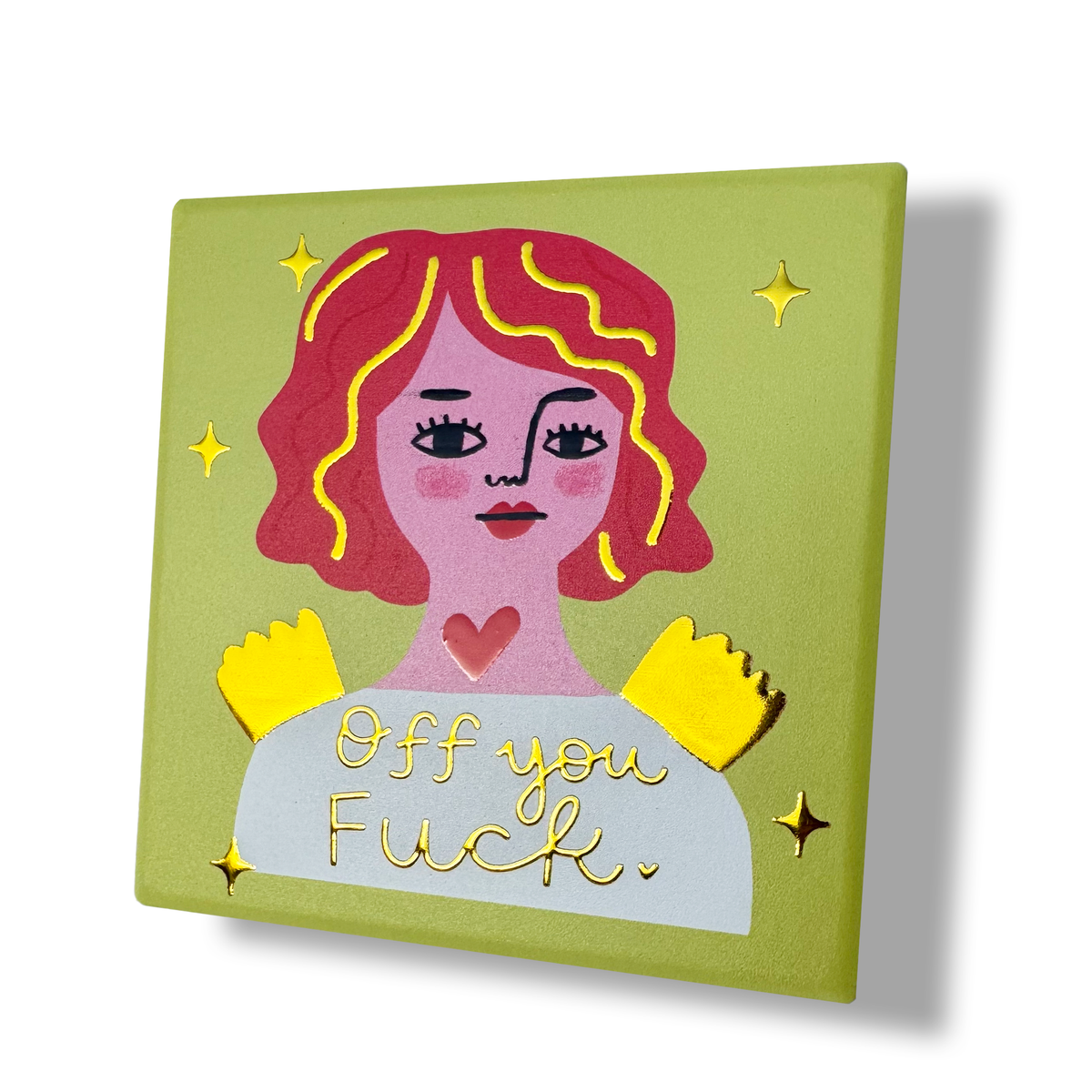 Off You Fuck Deluxe Ceramic Coaster
