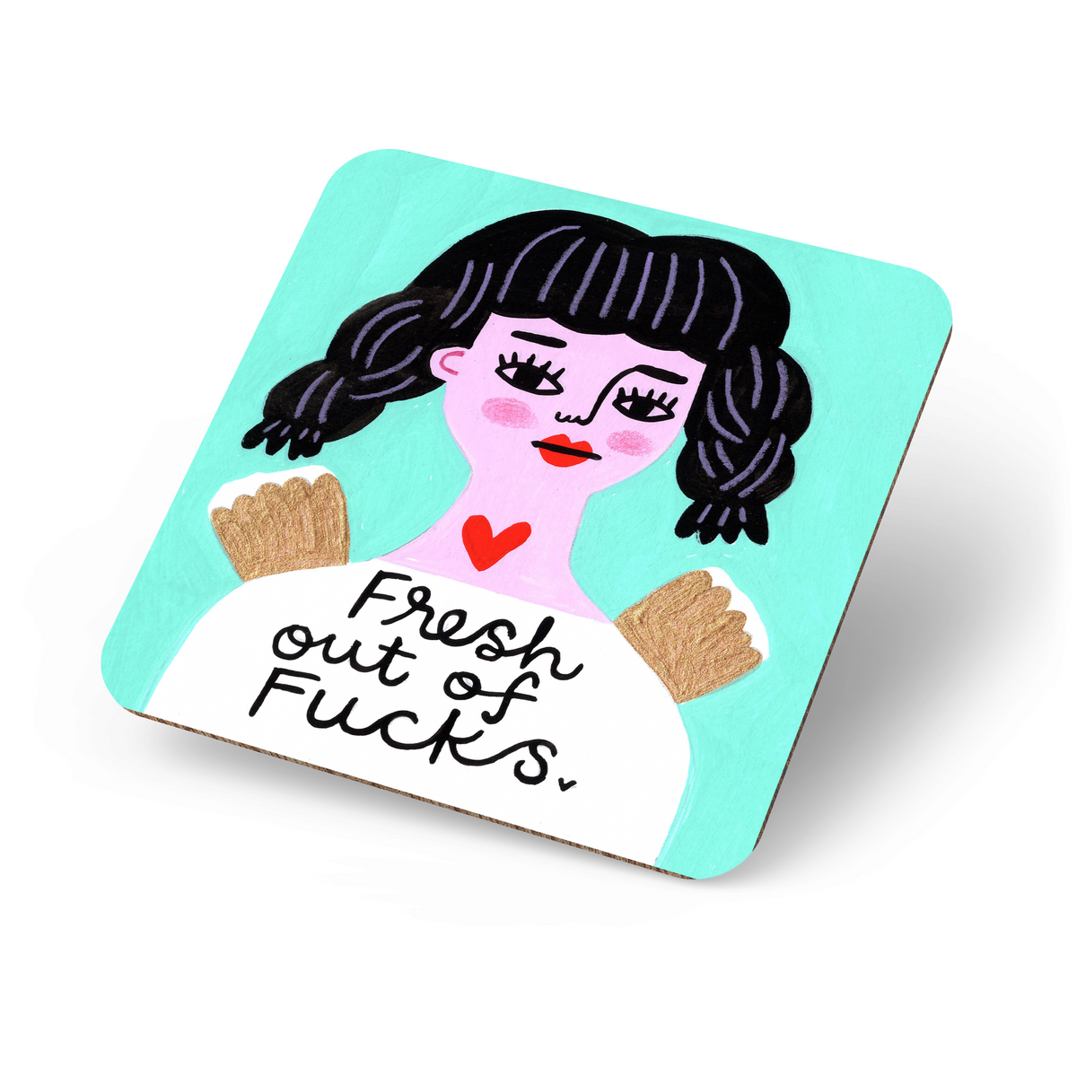 Fresh Out of Fucks Grumpy Angel Coaster