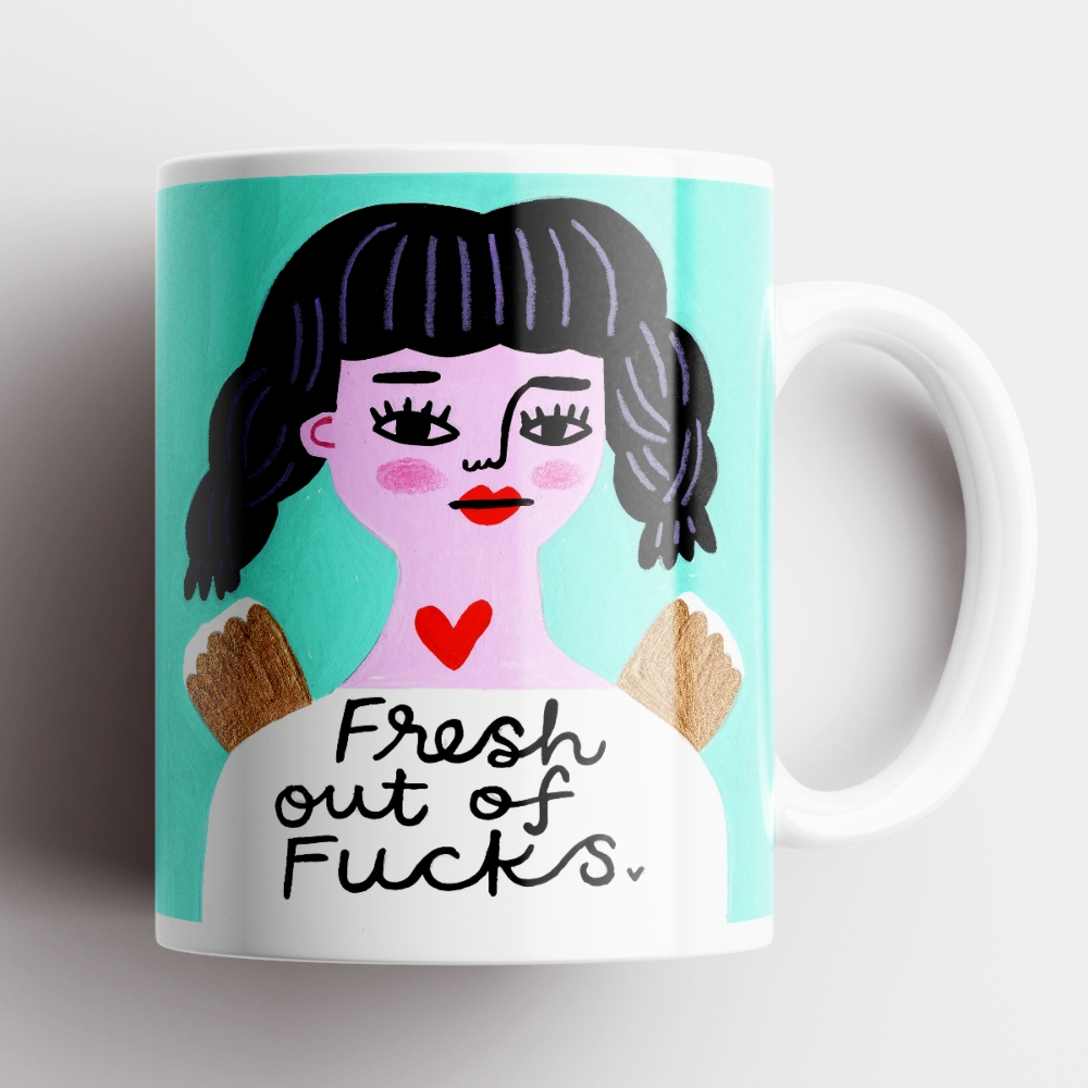 Fresh Out of Fucks Grumpy Angel Mug