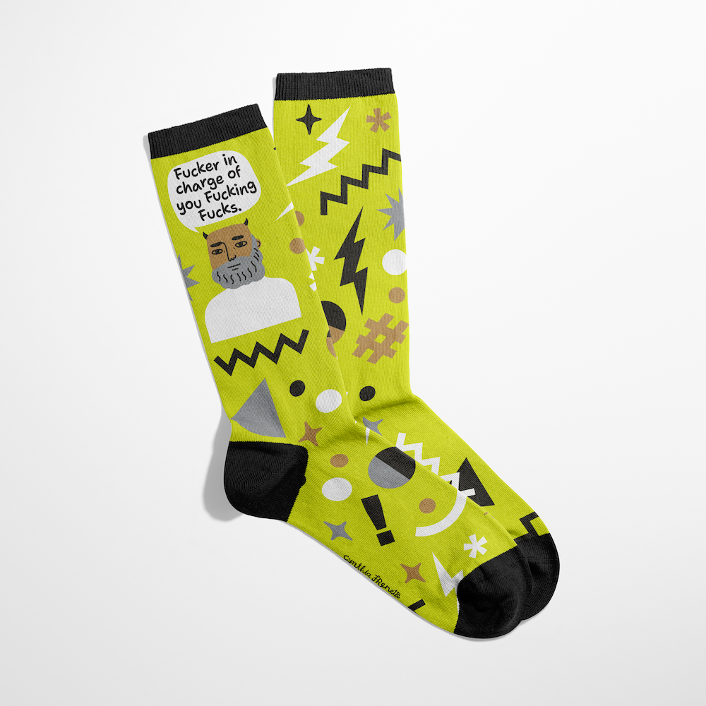 Fucker in Charge Grumpy Bastard Socks
