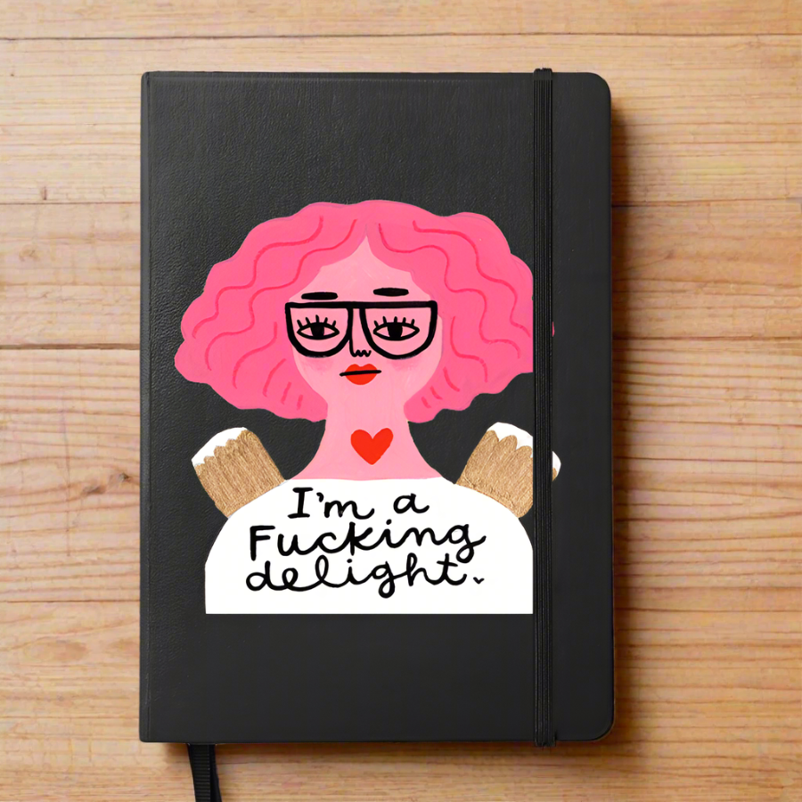 Grumpy Angel I&#39;m a fucking delight Black Notebook