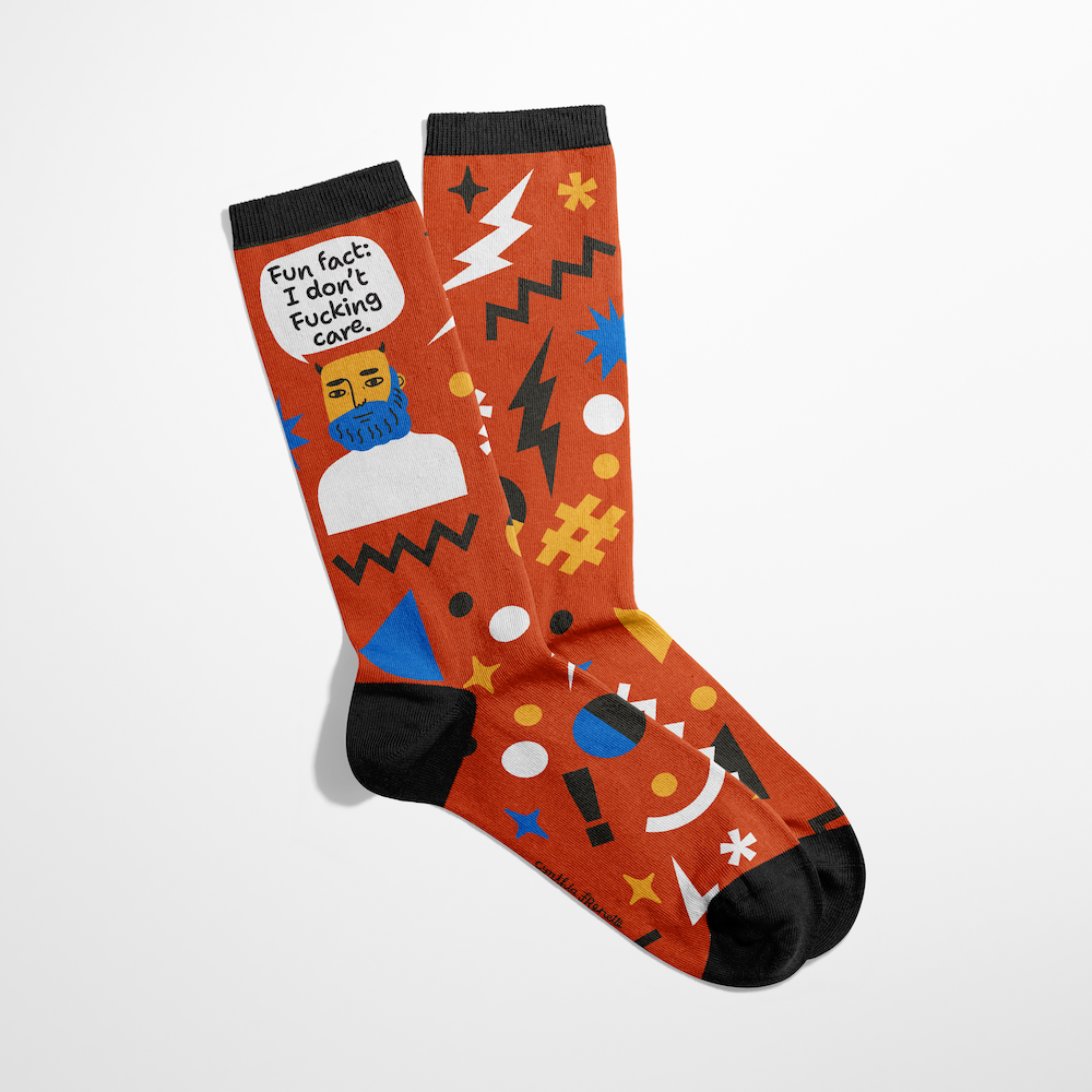 Fun Fact: I Don&#39;t Fucking Care Grumpy Bastard Socks