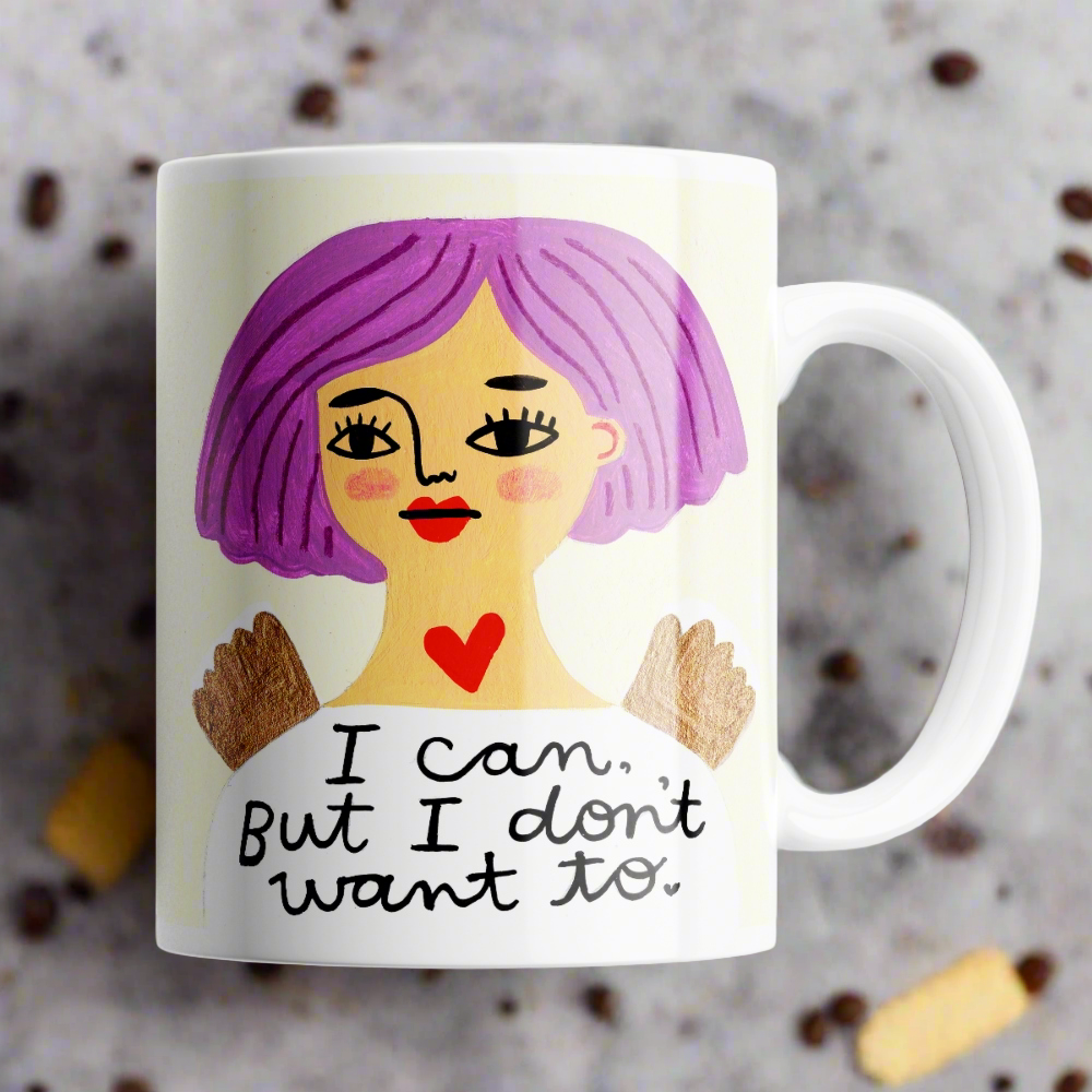 I Can, But I Don&#39;t Want To Grumpy Angel Mug