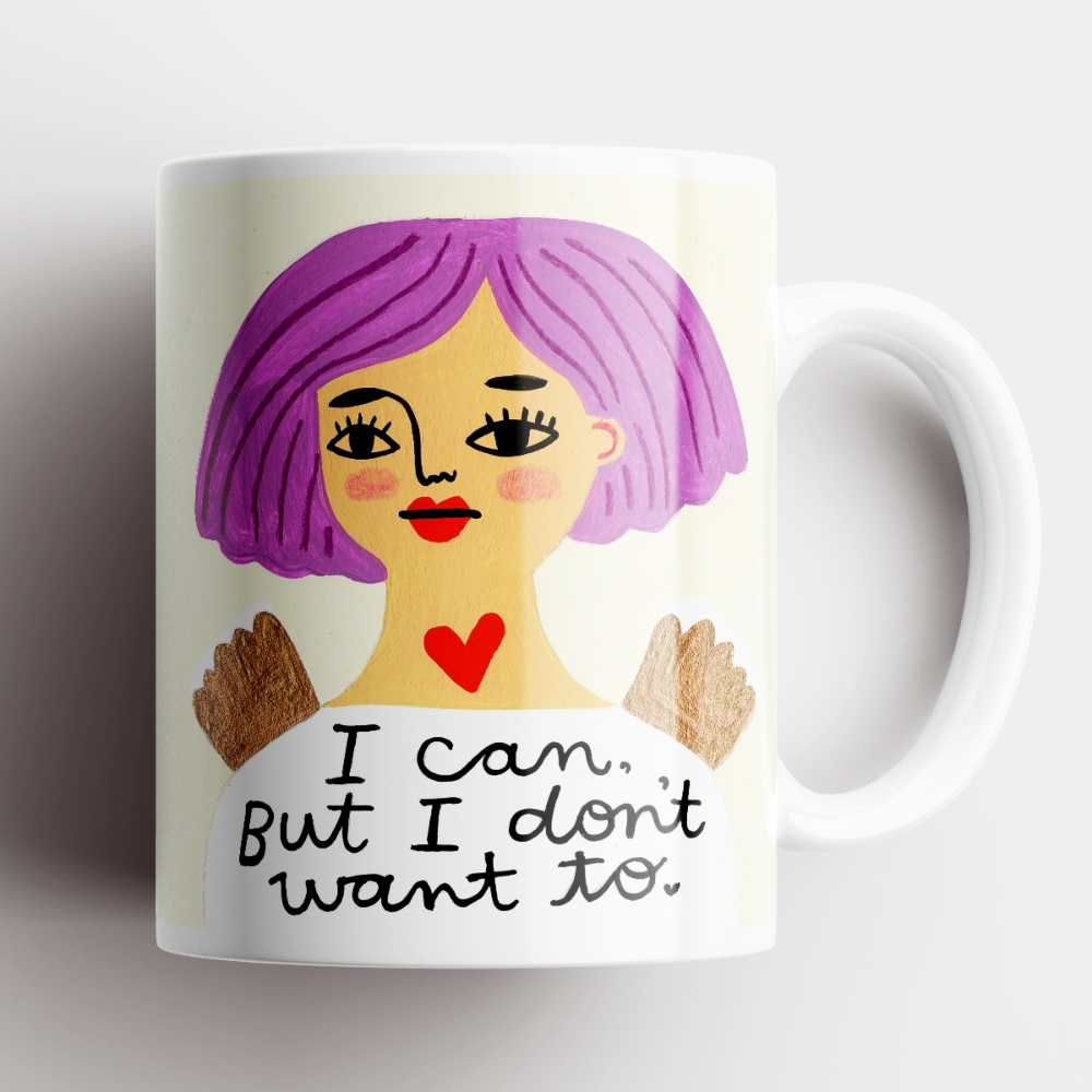 I Can, But I Don&#39;t Want To Grumpy Angel Mug