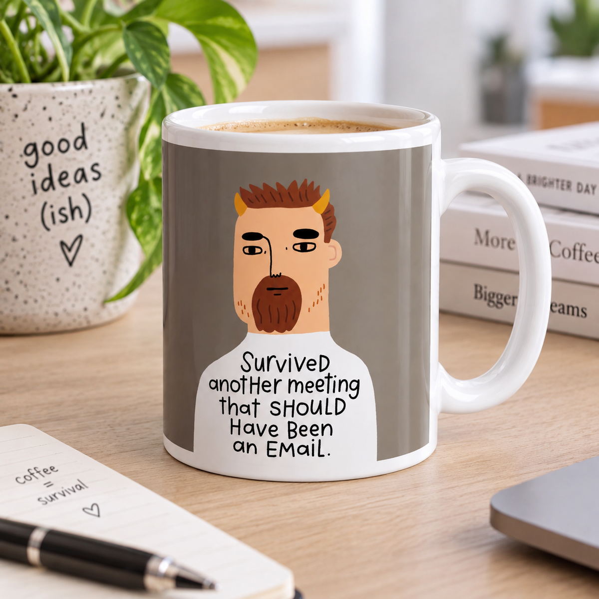 Survived Another Meeting Grumpy Bastard Mug