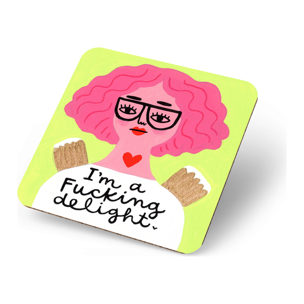 I'm a Fucking Delight Grumpy Angel Coaster - Far Kew Emporium