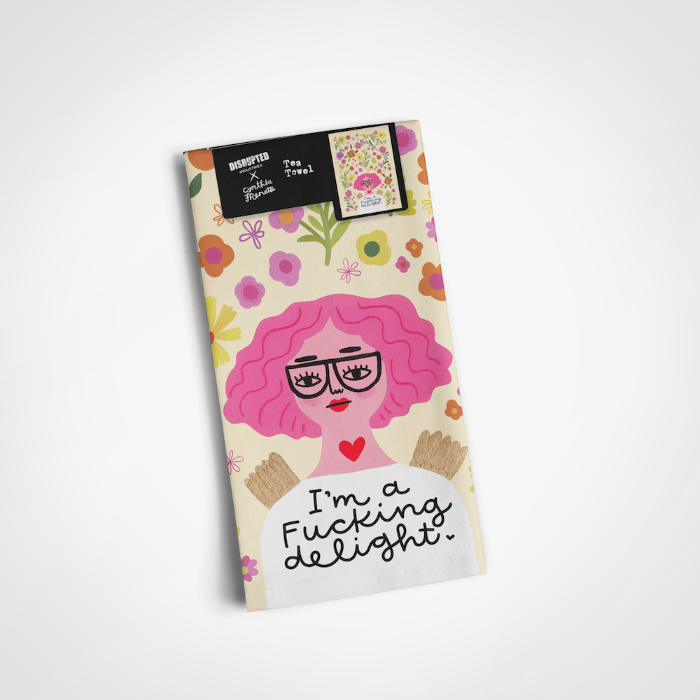 I&#39;m a Fucking Delight Grumpy Angel Tea Towel