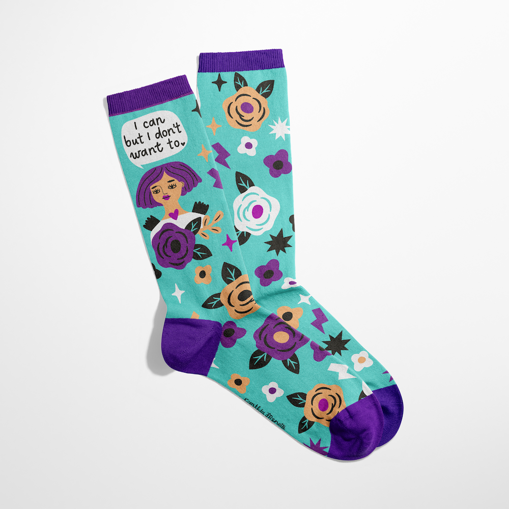I Can, But I Don&#39;t Want To Grumpy Angel Socks