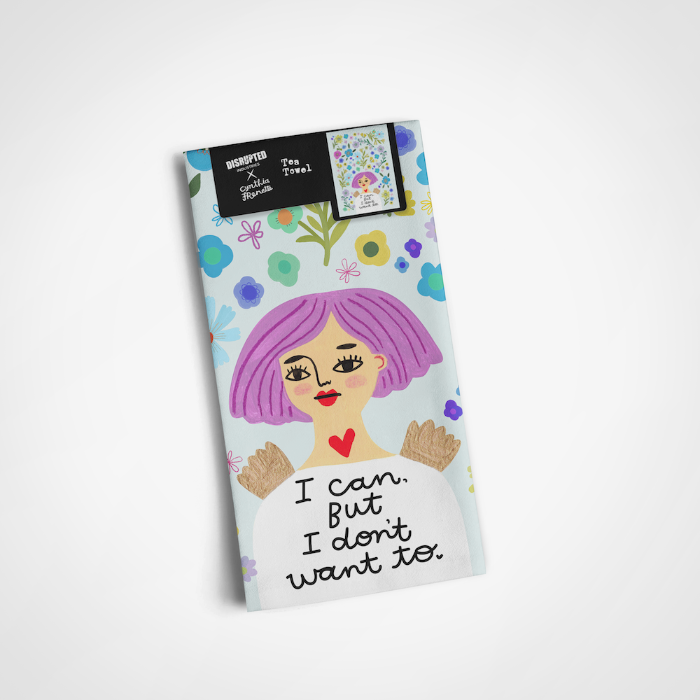 I Can, But I Don&#39;t Want To Grumpy Angel Tea Towel