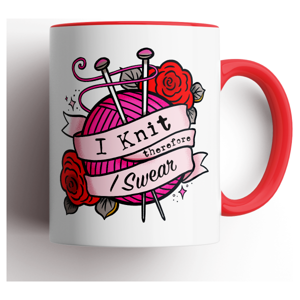 I Knit, Therefore I Swear Mug