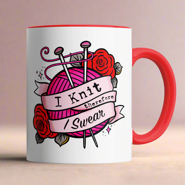 I Knit, Therefore I Swear Mug