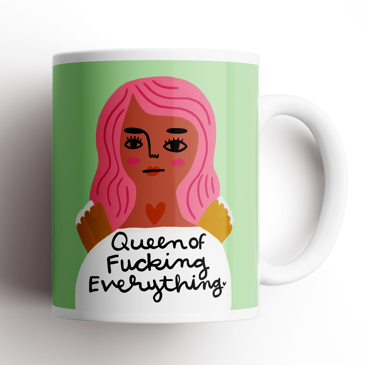 Queen of Fucking Everything Grumpy Angel Mug