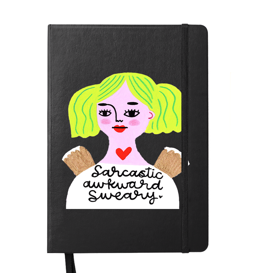 Grumpy Angel Awkward Sarcastic Sweary Black Notebook