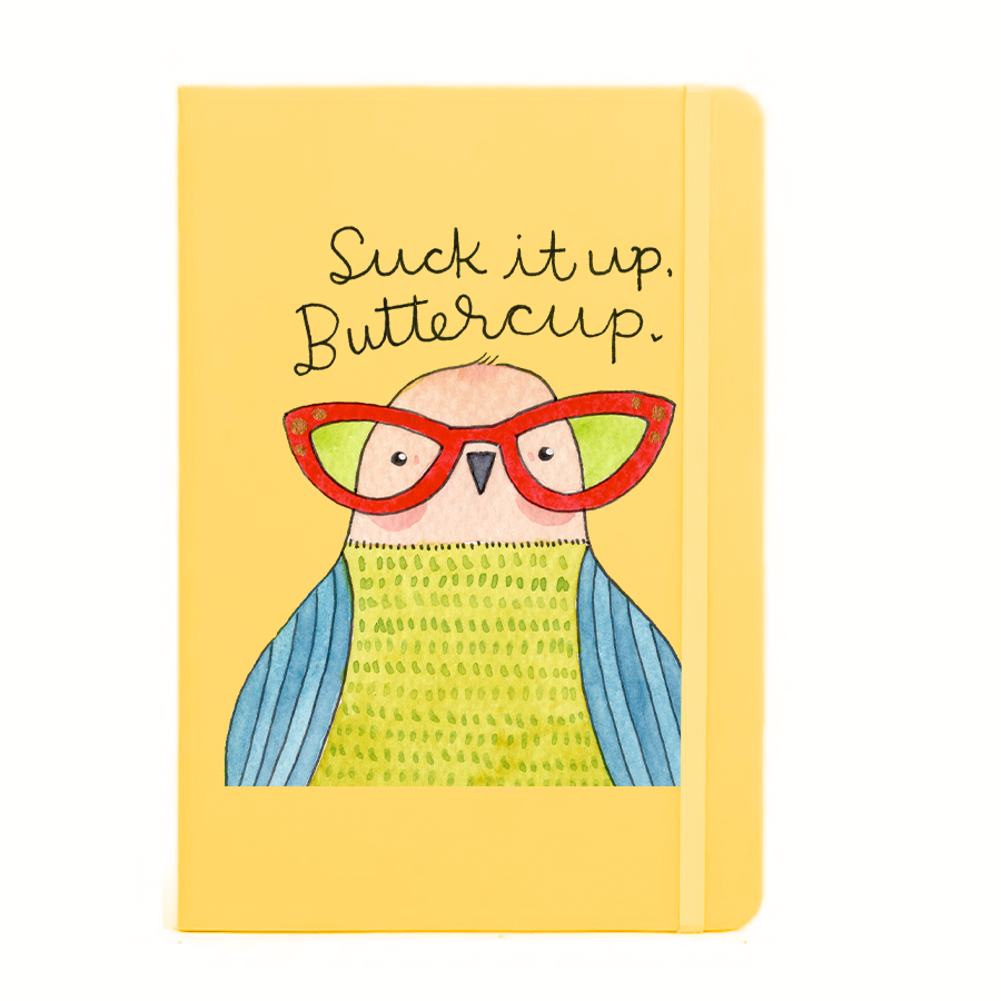 Funny Yellow Notebook with Bird