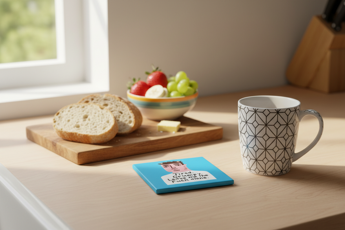 Tired. Grumpy. Leave Me The Fuck Alone Deluxe Ceramic Coaster