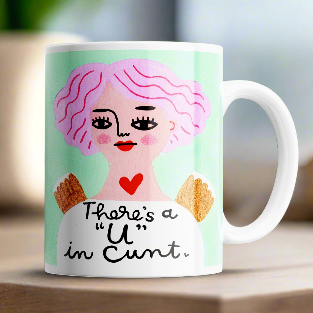 There&#39;s a &#39;U&quot; in C*nt Grumpy Angel Mug