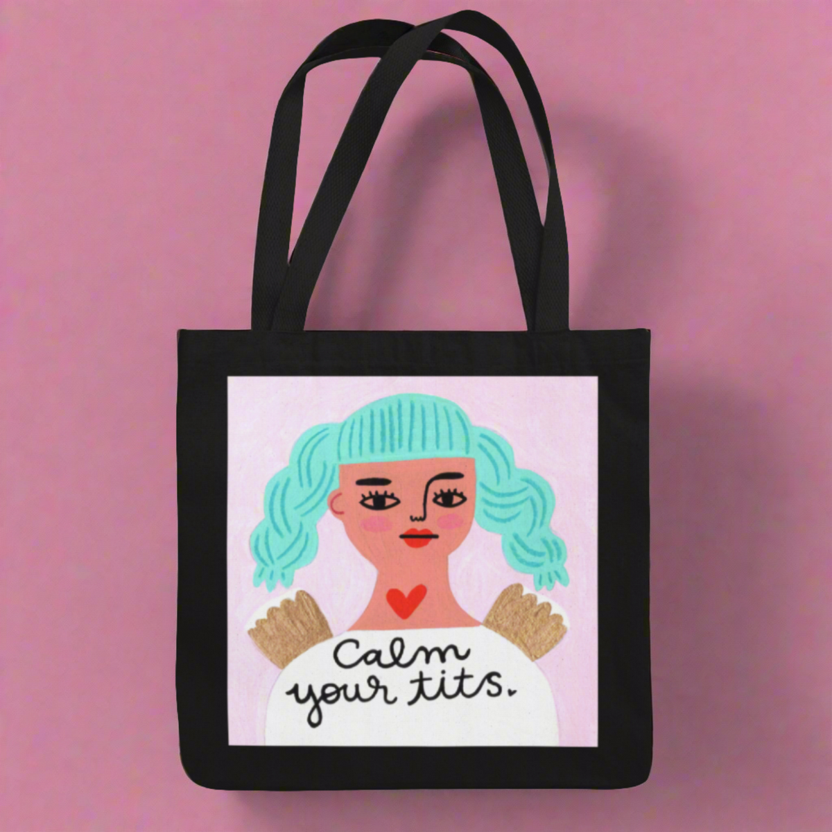 Calm Your Tits Grumpy Angel Tote Bag