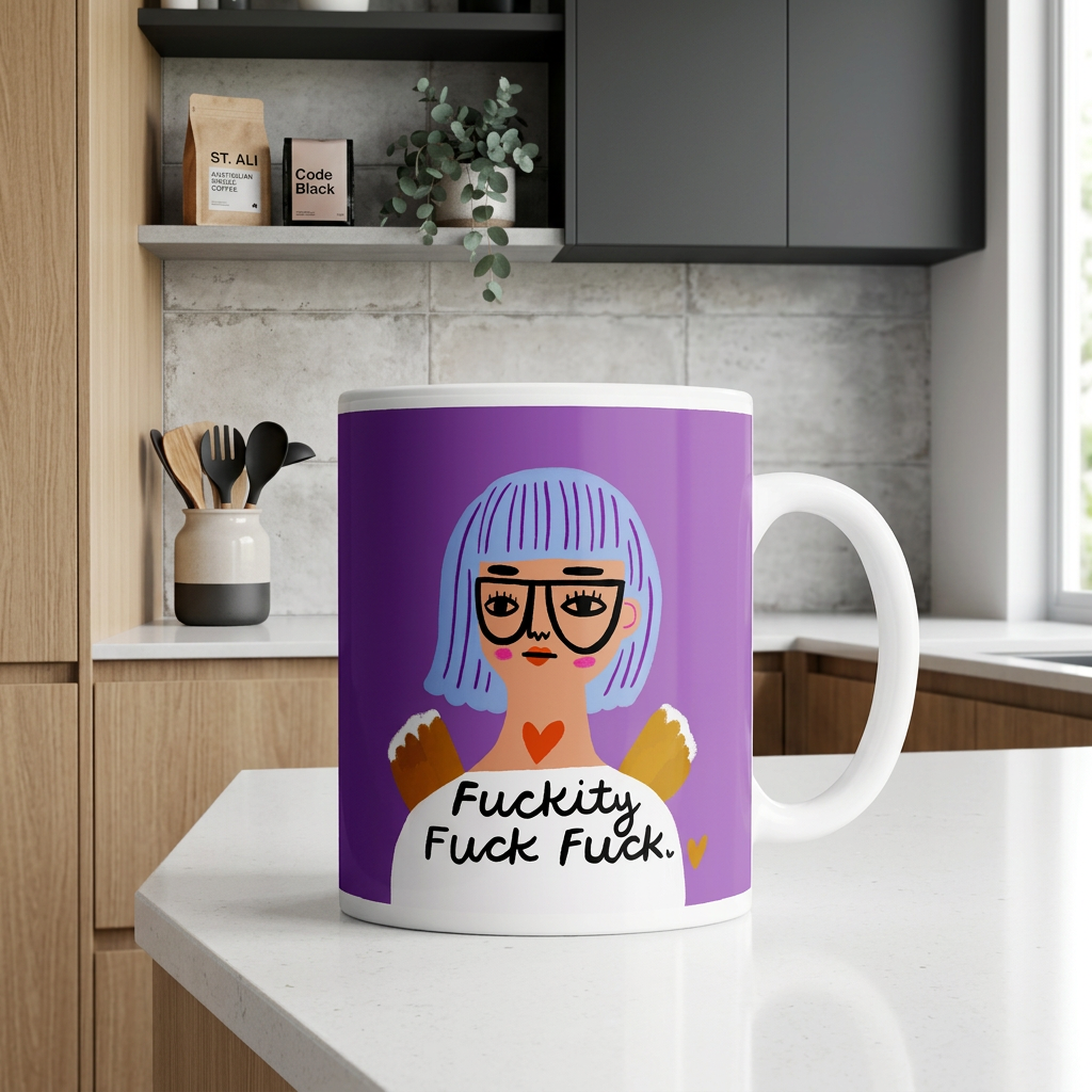 Fuckity Fuck Fuck Grumpy Angel Mug