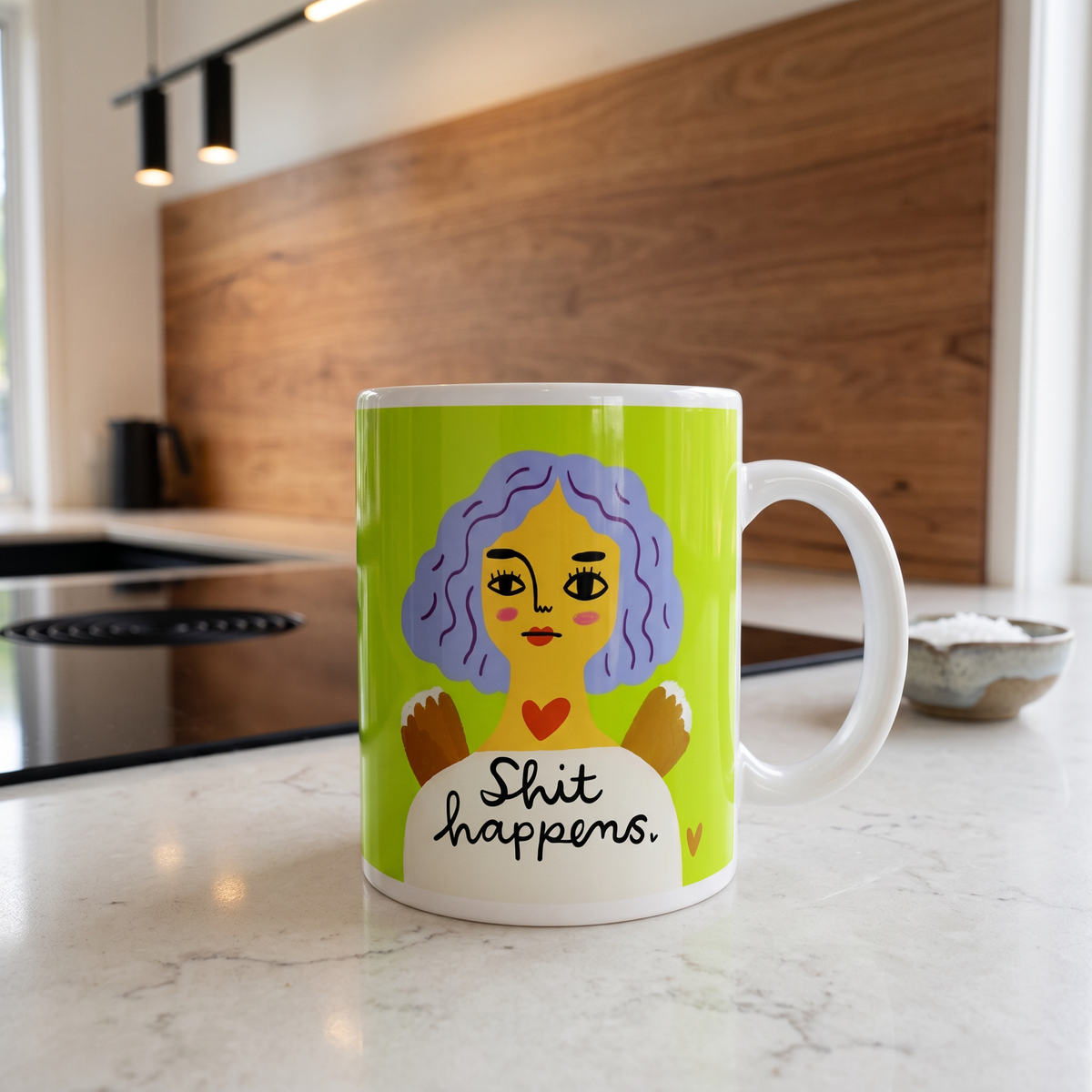 Shit Happens Grumpy Angel Mug