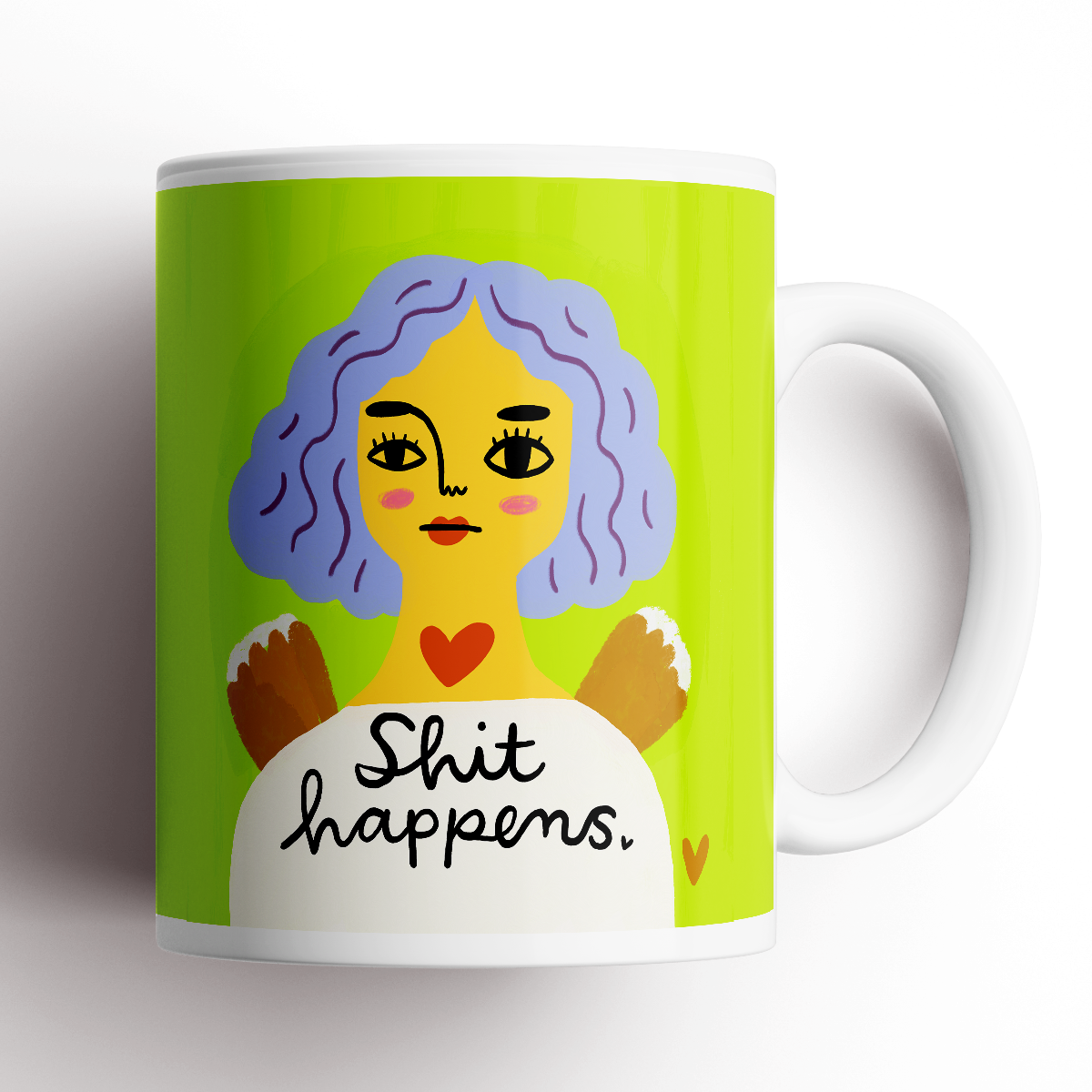 Shit Happens Grumpy Angel Mug