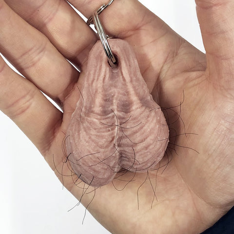 Image of Mini Stress Hairy Testical Ball Sack Keyring
