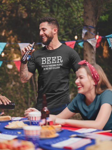 Beer. Because Punching People In The Face Is Illegal Men's/Unisex T-Shirt