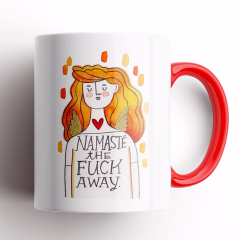 Image of Namaste The Fuck Away, Grumpy Angel Mug